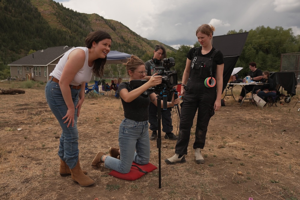 Checking the frame for the final shot